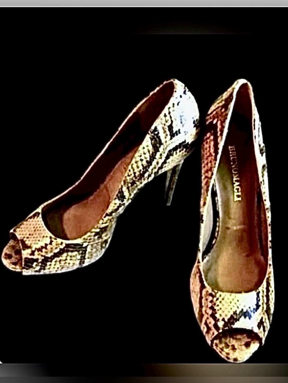BRUNO MAGLI Vint Y2K Couture Genuine Python Stiletto Pump Peep-toe Roccio 8.5